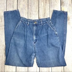 Vtg Lee Pinstriped High Waist Tapered Leg Jeans